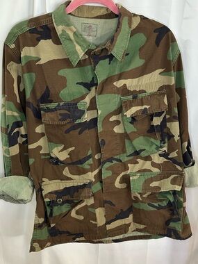 Men's Camouflage Military Field Jacket - Green/Brown Camo